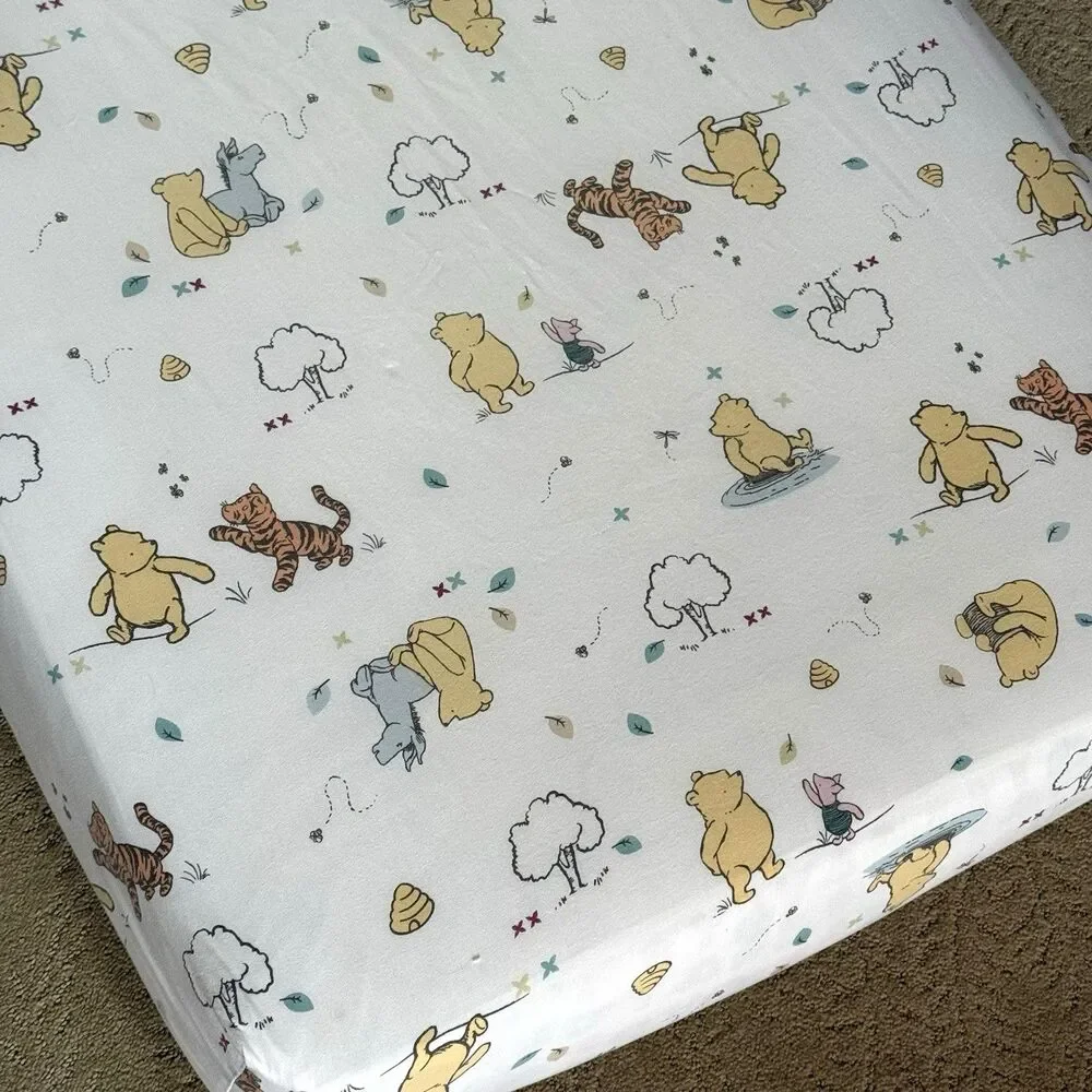 Classic Winnie the Pooh and Friends Fitted Crib Sheet Disney 100% Cotton